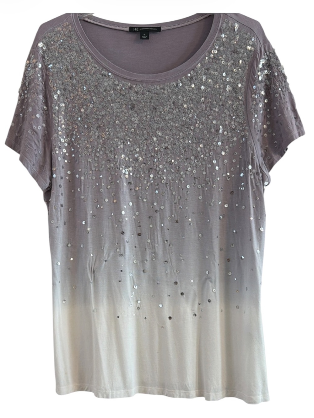 INC International Concepts Grey Ombre Sequin Shimmer Blouse Top XL Glam